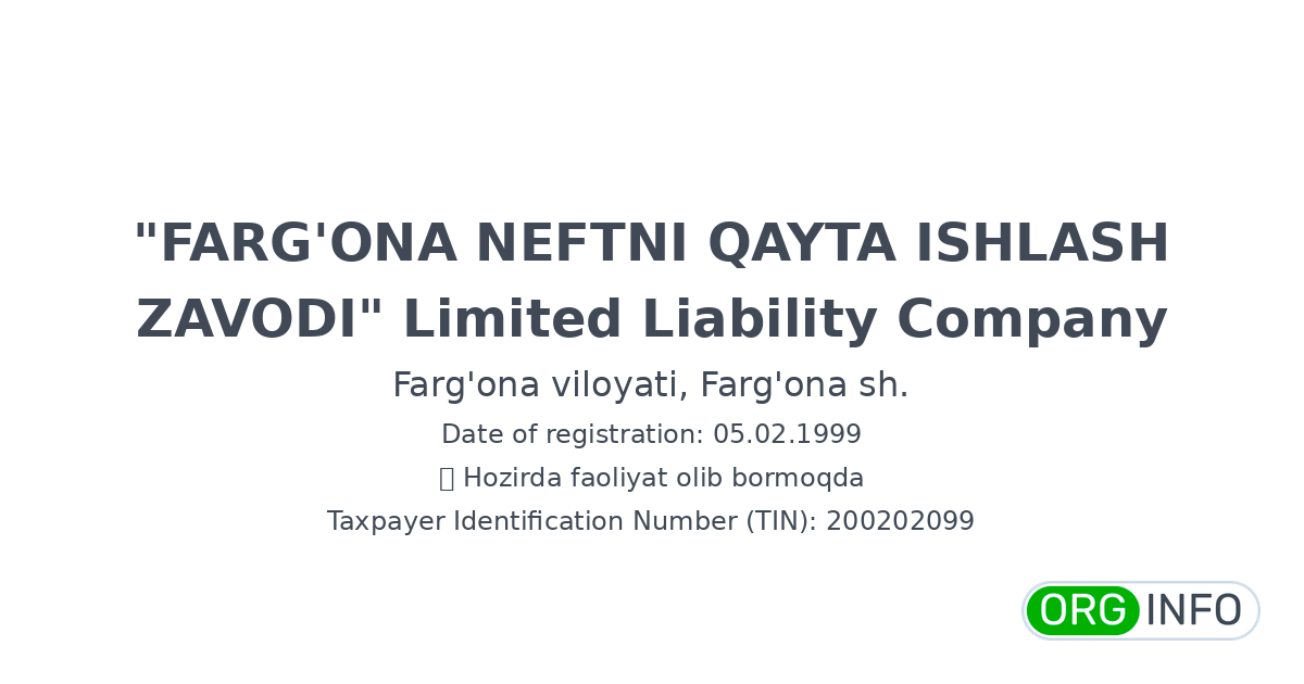 "FARG'ONA NEFTNI QAYTA ISHLASH ZAVODI"  Limited Liability Company - Cover rasm